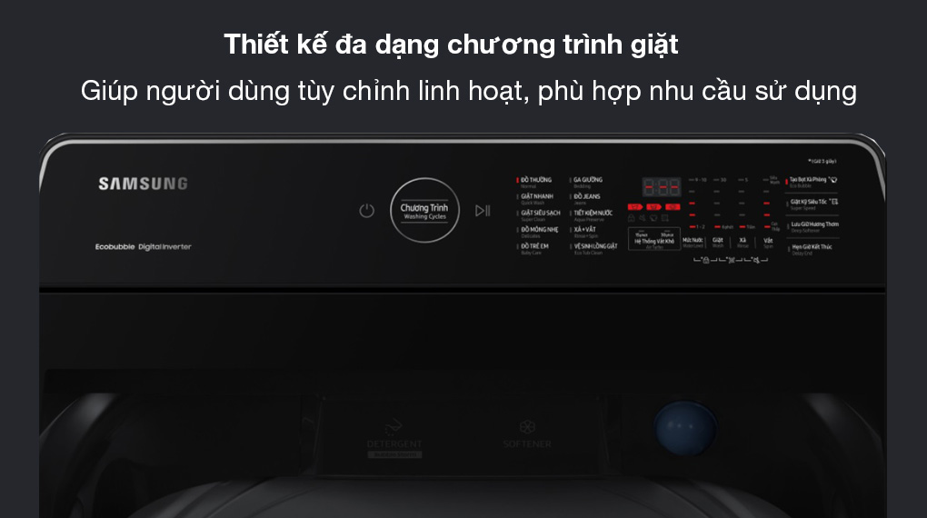 Máy giặt Samsung 12kg WA12CG5745BVSV - Trang bị đa dạng chương trình giặt, đáp ứng thoải mái nhu cầu sử dụng