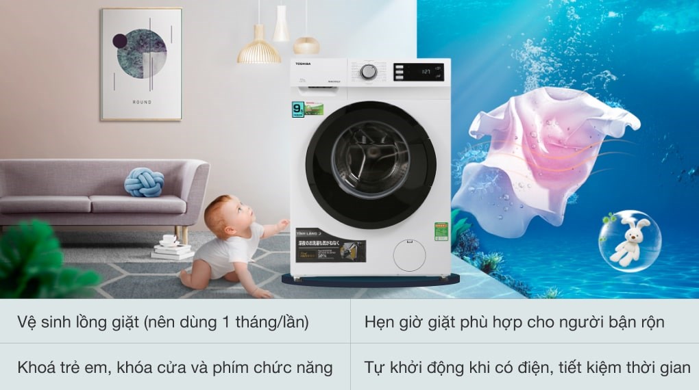   Máy giặt Toshiba Inverter 9.5 Kg TW-BK105S2V(WS) - Chức năng tự khởi động lại khi có điện