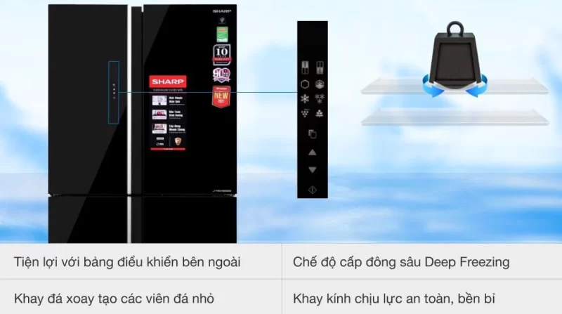 Tủ lạnh Sharp Inverter 525 lít SJ-FXP600VG-BK