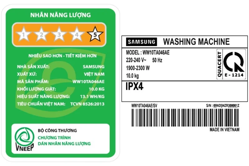 Máy Giặt Samsung Inverter 10 kg WW10TA046AE/SV