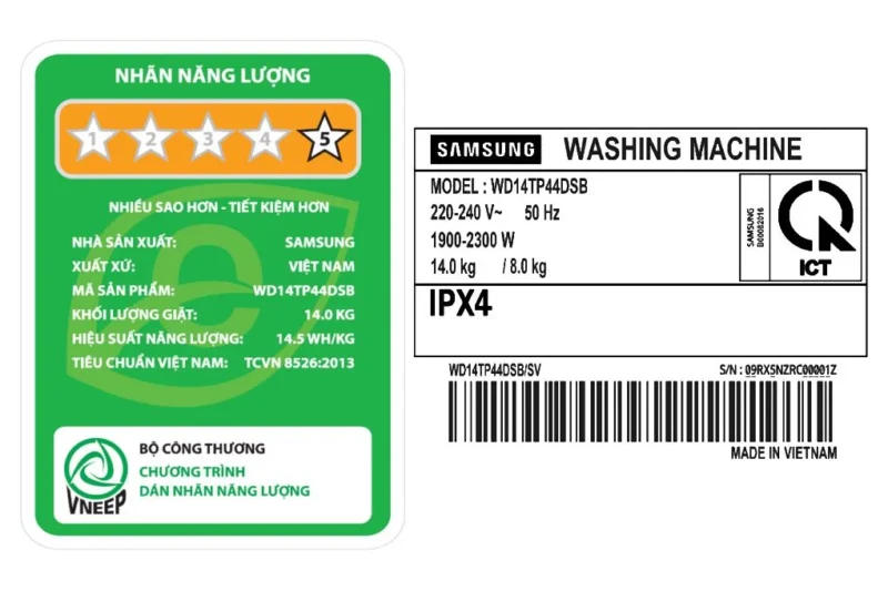 Máy Giặt Sấy Samsung AI Inverter 14 kg WD14TP44DSB/SV