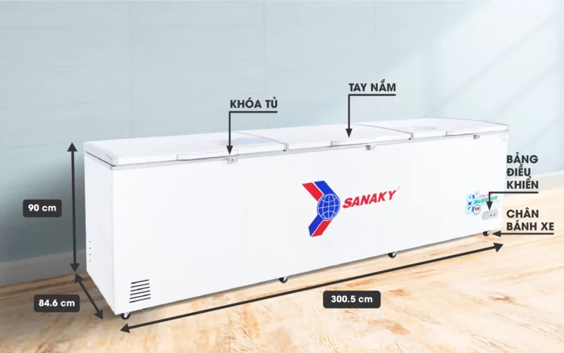 Tủ Đông Inverter Sanaky VH-1399HY3, 3 Cánh 1300 Lít