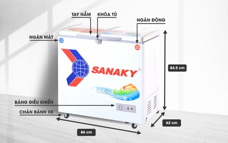 Tủ Đông Dàn Đồng Sanaky VH-2599W1, 250 Lít Dàn Đồng