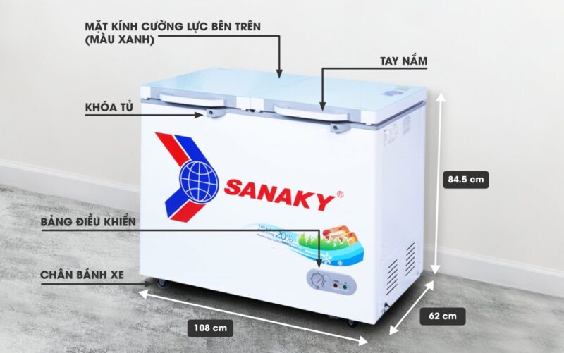 Tủ Đông Sanaky VH-2899A2K, 1 Ngăn Đông 280 Lít Màu Xám