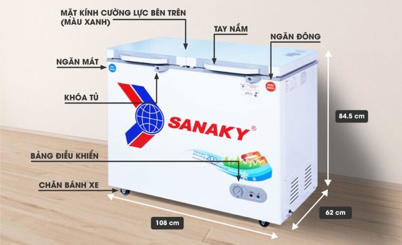 Tủ đông Sanaky VH-2899W2KD,220 lít, 2 ngăn đông