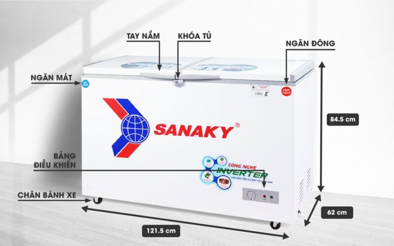 Tủ đông 2 ngăn đông mát Sanaky VH-3699W3 – 360 lít