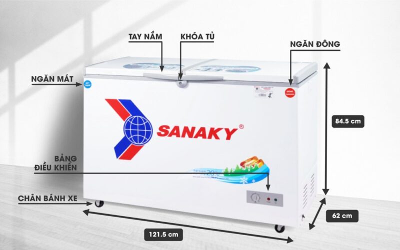 Tủ đông 2 ngăn 2 cánh mở Sanaky VH 3699W1 260 lít