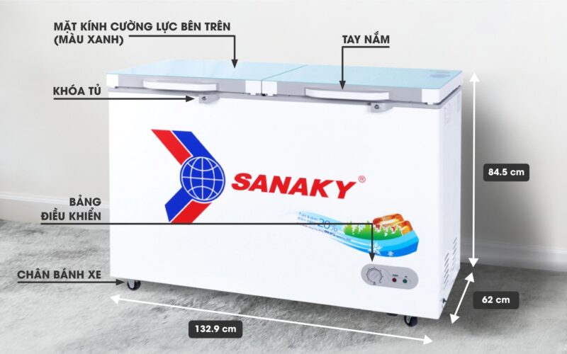 Tủ đông 1 ngăn mặt kính cường lực 320 lít Sanaky VH-4099A2KD