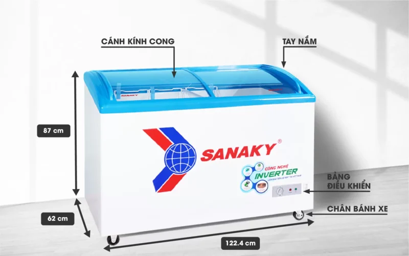 Tủ đông một ngăn nắp kính lùa Sanaky VH-4899K3 480 lít
