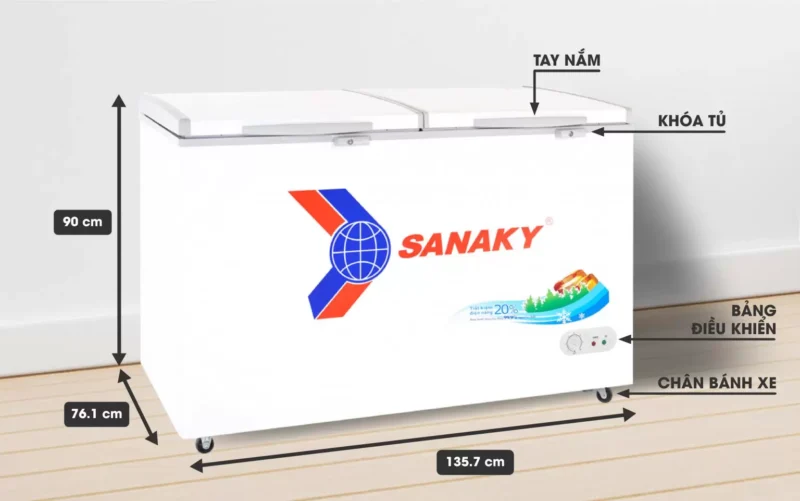 Tủ đông một ngăn hai cánh mở Sanaky VH-5699HY 560 lít