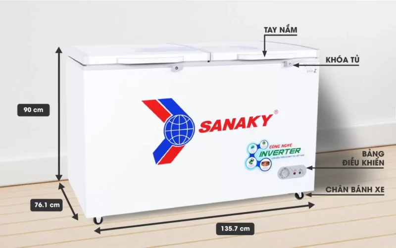 Tủ đông 1 ngăn 2 cánh Inverter Sanaky VH-5699HY3 560 lít
