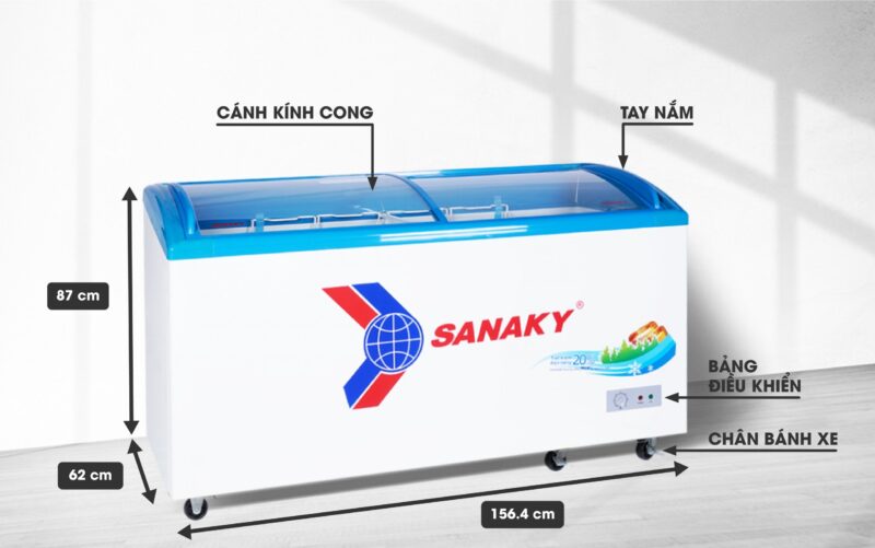 Tủ đông Sanaky VH-6899K (437 lít, 2 cánh kính cong lùa)