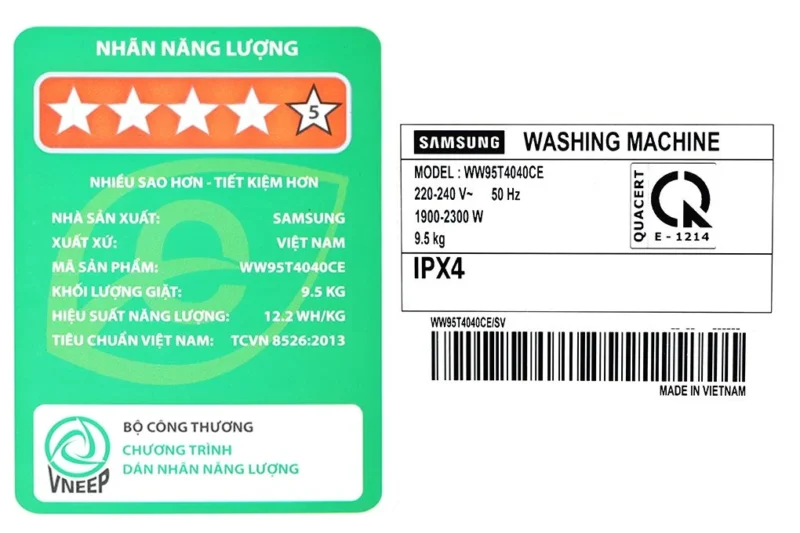 Máy Giặt Samsung Inverter 9.5 kg WW95T4040CE/SV