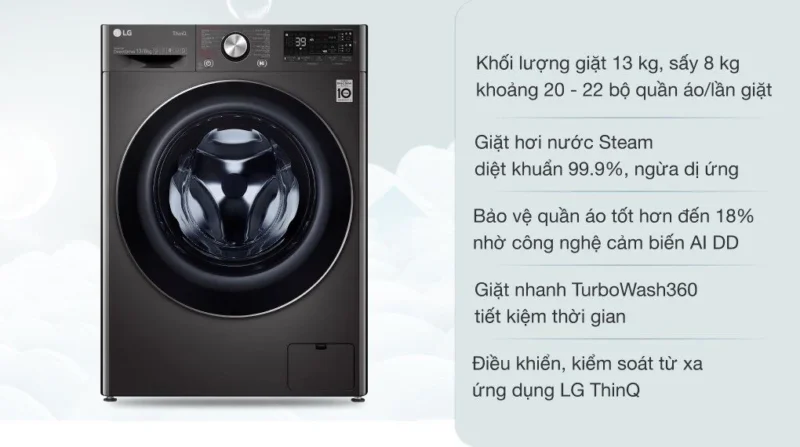 Máy Giặt Sấy LG Inverter 13 kg FV1413H3BA