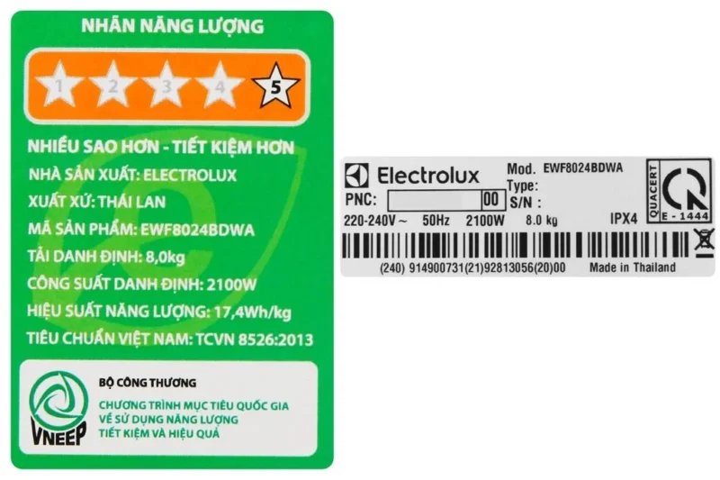 Máy Giặt Electrolux Inverter 8 kg EWF8024BDWA