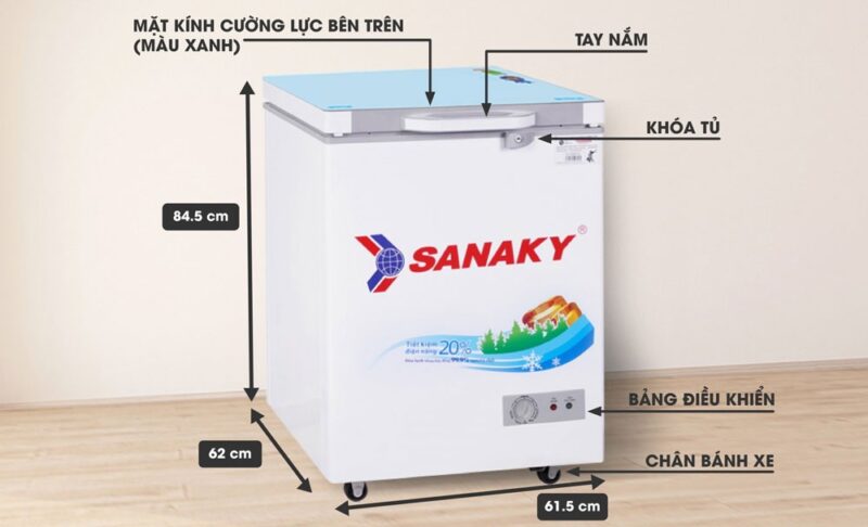 Tủ Đông Gia Đình Sanaky VH 1599HYKD, 100 Lít Dàn Đồng