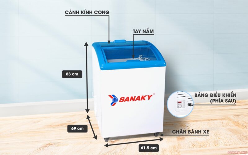 Tủ Đông Nắp Kính Sanaky VH-182K, 180 Lít