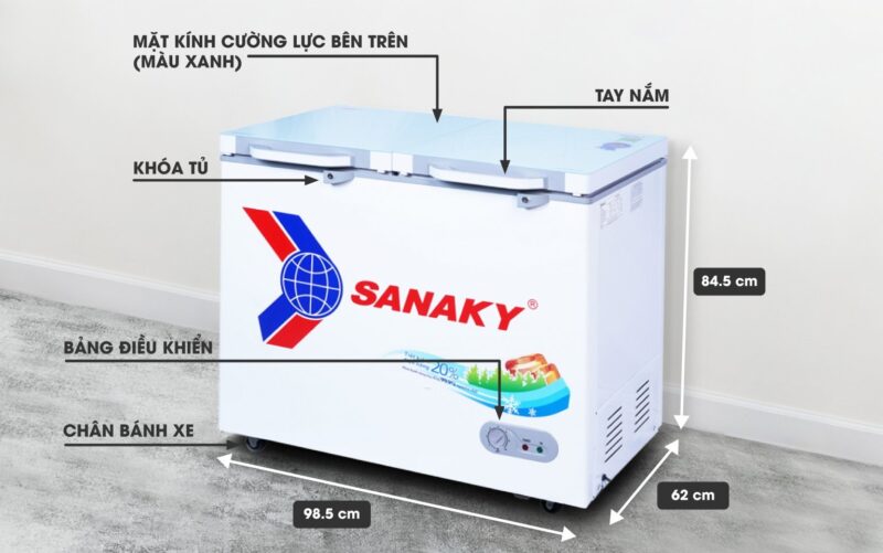 Tủ Đông Sanaky Mặt Kính Cường Lực VH-2599A2K 250 Lít