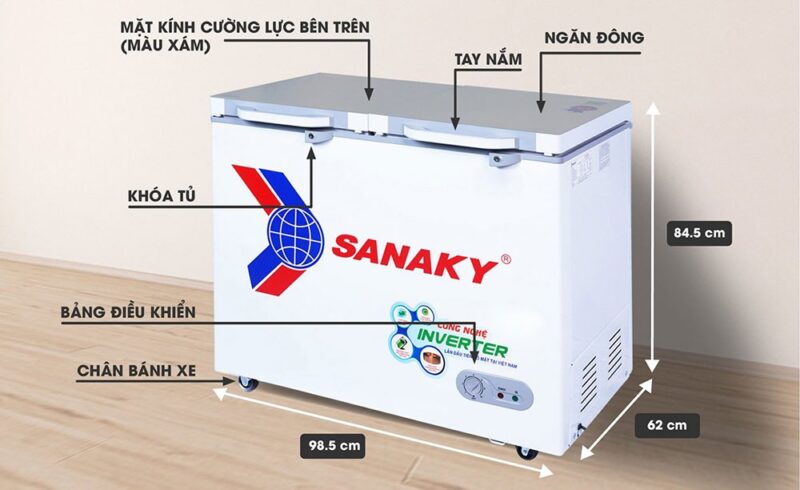 Tủ đông Inverter Sanaky mặt kính cường lực VH-2599A4K (250 lít)