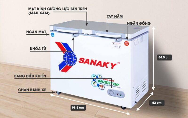 Tủ đông Sanaky Inverter 195 lít VH-2599W4K
