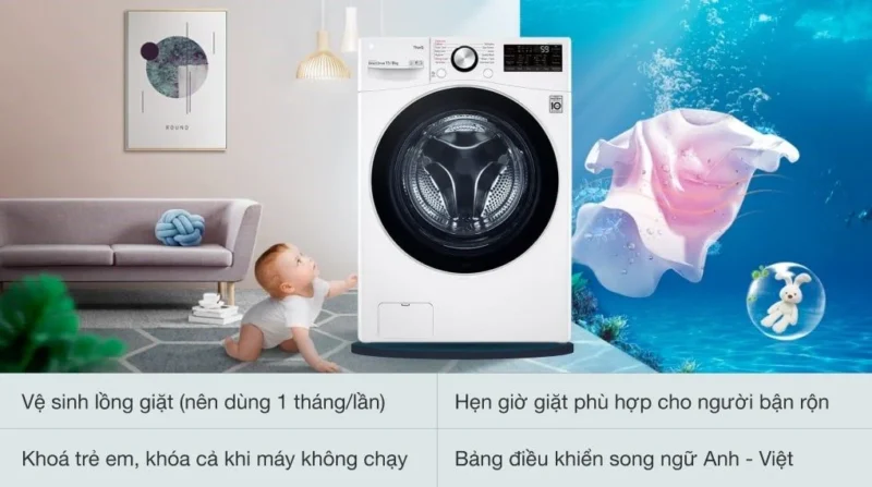 Máy Giặt Sấy LG Inverter 15 kg F2515RTGW