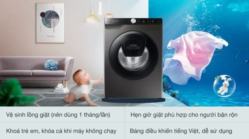 Máy Giặt Samsung Inverter 8.5 kg WW85T554DAX/SV